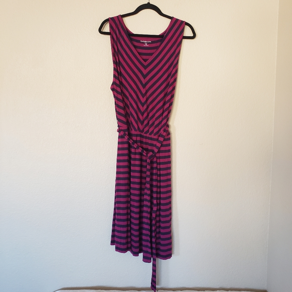 Croft & Barrow Striped Dress Sleeveless Belted